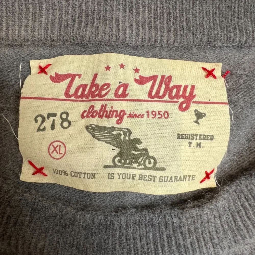 Take A Way Clothing‎ Sweater Mens XL Gray Crewneck Pullover Jumper